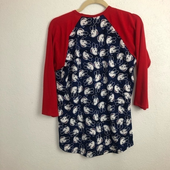 LulaRoe Disney Mickey Mouse Blue Red and White 3/4 Sleeve Top Size S - Picture 2 of 7